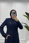 Buttoned Polyviscose Abaya Dark Navy Blue