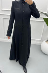 Buttoned Polyviscose Abaya Black