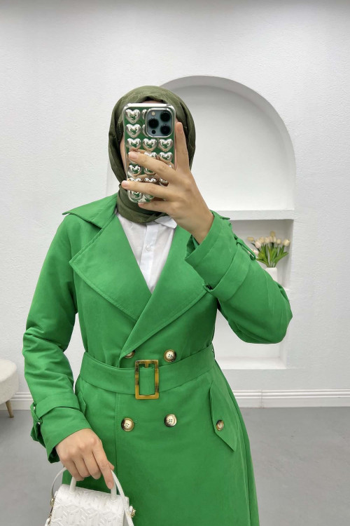 Buttoned Trench Coat Benetton Green