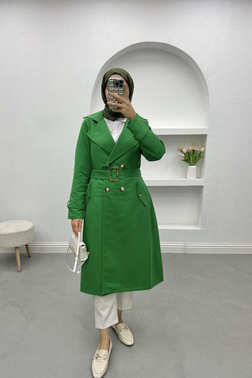 Buttoned Trench Coat Benetton Green