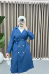 Buttoned Trench Coat Indigo