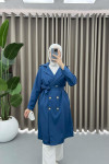 Buttoned Trench Coat Indigo