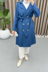 Buttoned Trench Coat Indigo