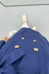 Buttoned Trench Coat Navy Blue