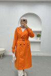 Buttoned Trench Coat Orange