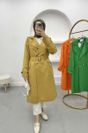 Buttoned Trench Coat Olive Green