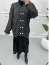 Buttoned Knitted Cardigan Dark-Grey