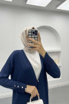 Buttoned Knitted Cardigan Navy Blue