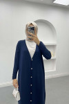 Buttoned Knitted Cardigan Navy Blue