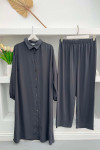 Buttoned Tunic Set Anthracite