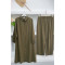 Buttoned Tunic Suit Khaki