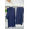 Buttoned Tunic Suit Navy Blue