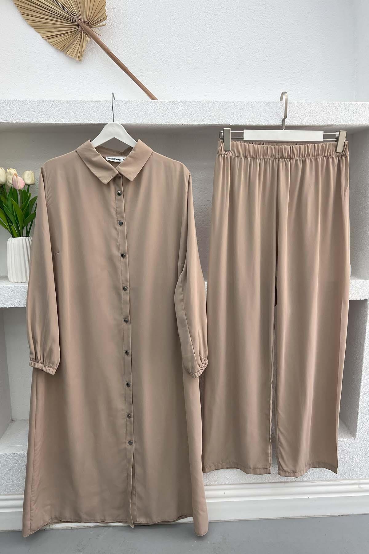 Buttoned Tunic Set Stone