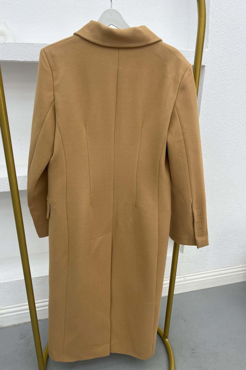 Buttoned Long Coat Milky Coffee