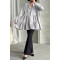 Buttoned Flounce Tunic Light Gray