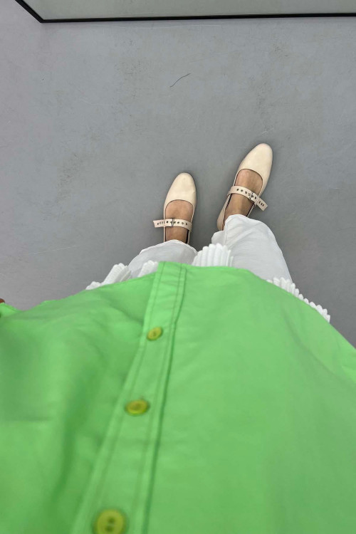 Off Shoulder Oversize Shirt Neon Green