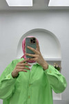 Off Shoulder Oversize Shirt Neon Green