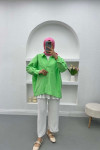 Off Shoulder Oversize Shirt Neon Green