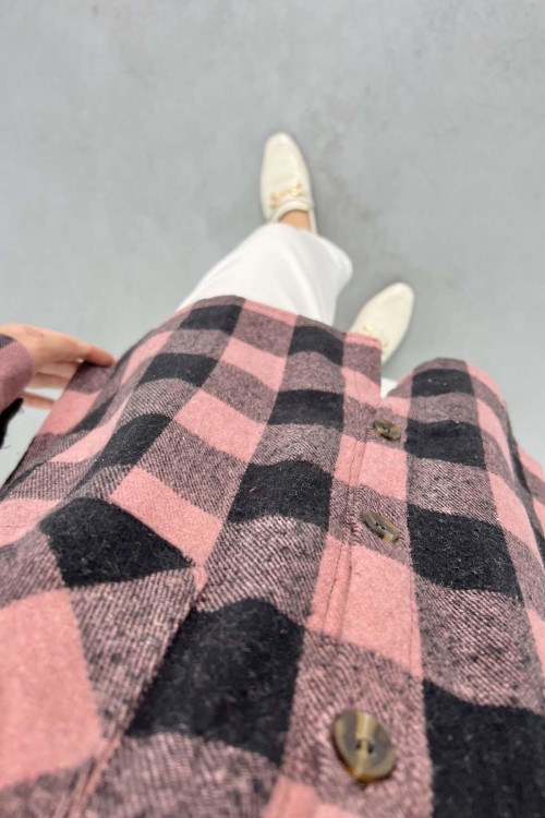 Plaid Cashmere Shirt Dusty Rose