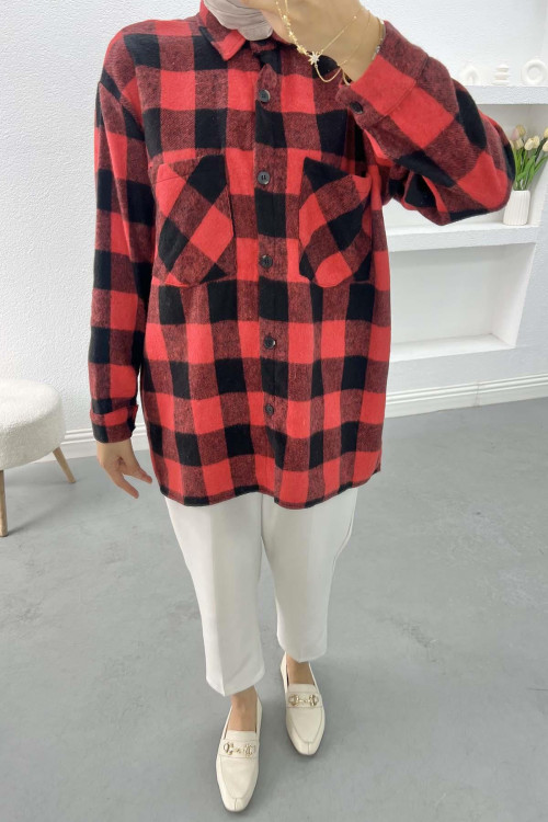 Plaid Cashmere Shirt Red