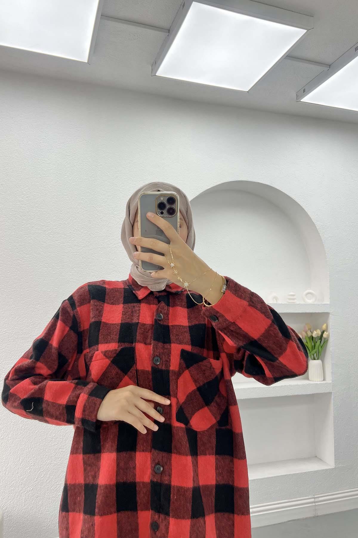 Plaid Cashmere Shirt Red