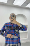 Plaid Cashmere Shirt Navy Blue