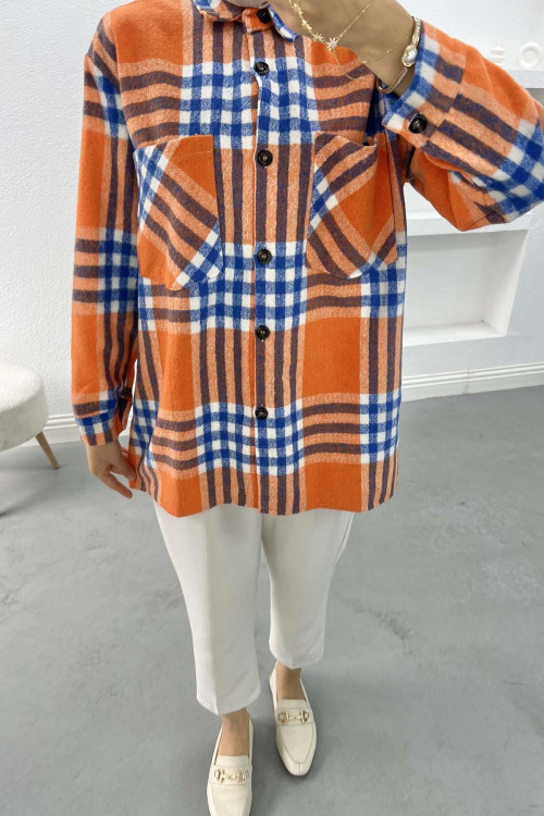 Plaid Cashmere Shirt Orange