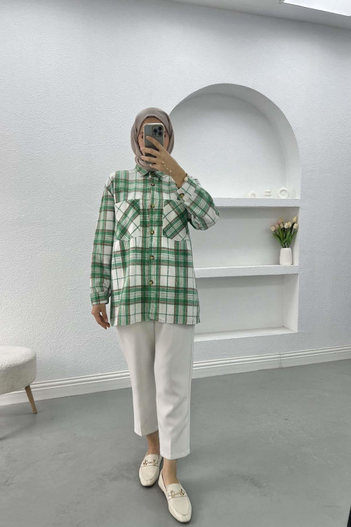 Plaid Cashmere Shirt Green