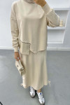 Pleated Skirt Suit Beige