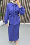 Pleated Skirted Ruffle Suit Purple