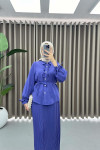 Pleated Skirted Ruffle Suit Purple