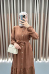 Flounce Skirt Dress Brown