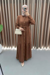 Flounce Skirt Dress Brown