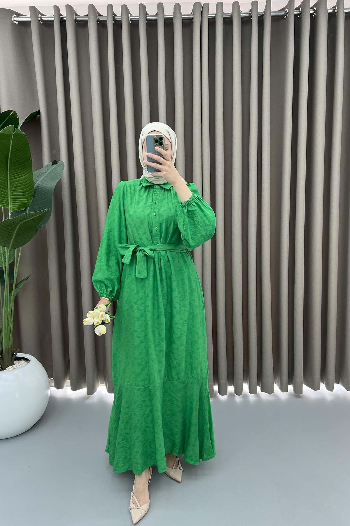 Flounce Skirt Dress Green