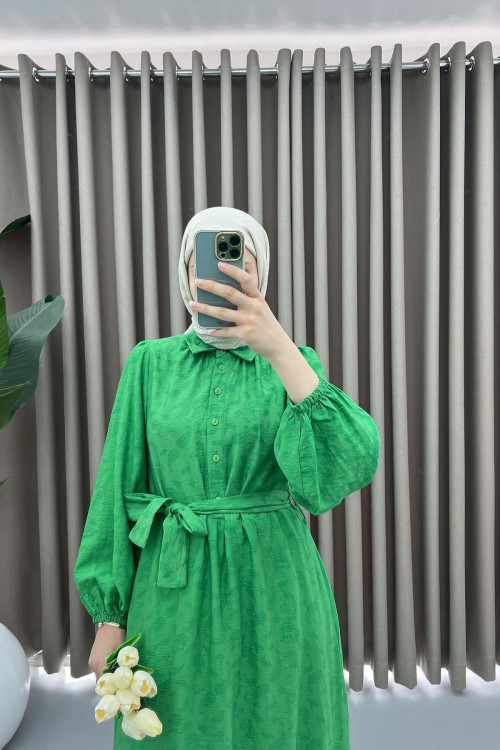 Flounce Skirt Dress Green