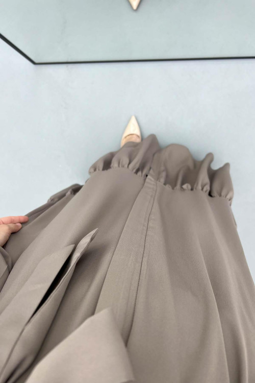 Beige Abaya with Flounce Skirt