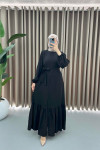 Black Abaya with Flounce Skirt