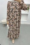 Ethnic Patterned Dress Brown