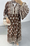 Ethnic Patterned Dress Brown