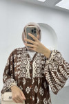 Ethnic Patterned Dress Brown