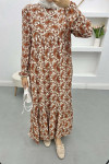 Ethnic Patterned Dress Tan