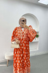 Ethnic Patterned Dress Orange