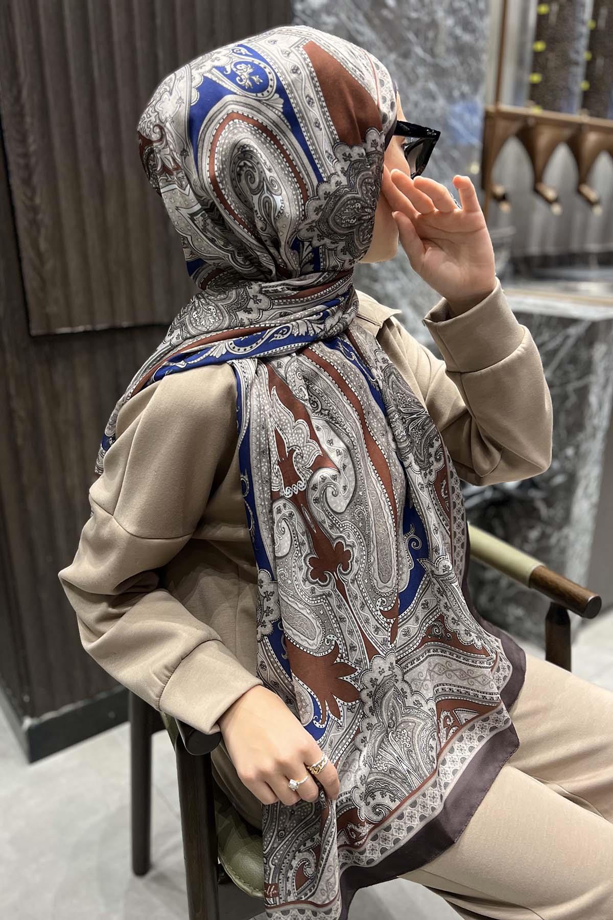 Ethnic Patterned Shawl Bitter Coffee