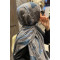 Ethnic Patterned Shawl Light Gray