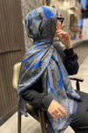 Ethnic Patterned Shawl Saxe Blue