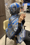 Ethnic Patterned Shawl Saxe Blue