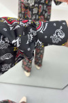 Ethnic Patterned Satin Suit Black