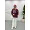 Zipper Detailed Three Thread Sweatshirt Claret Red