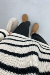 Zippered Striped Sweater Ecru