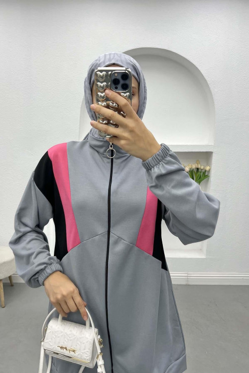 Zippered Tracksuit Gray